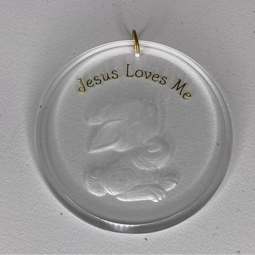 Hallmark Keepsake Ornament Jesus Loves Me Bunny Rabbit 1990 Acrylic Christian